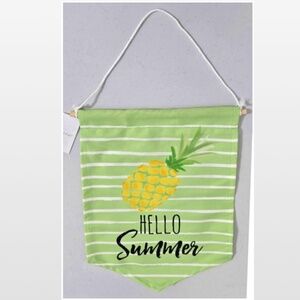 New Room&Retreat Home Canvas Art Hello Summer Pineapple Green Hanging Décor NWT